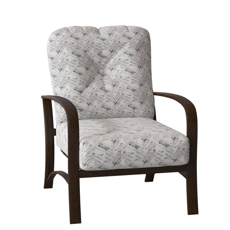 Fremont Outdoor Lounge Chair, Canvas Heather Beige Sunbrella® Canvas, Chestnut Brown