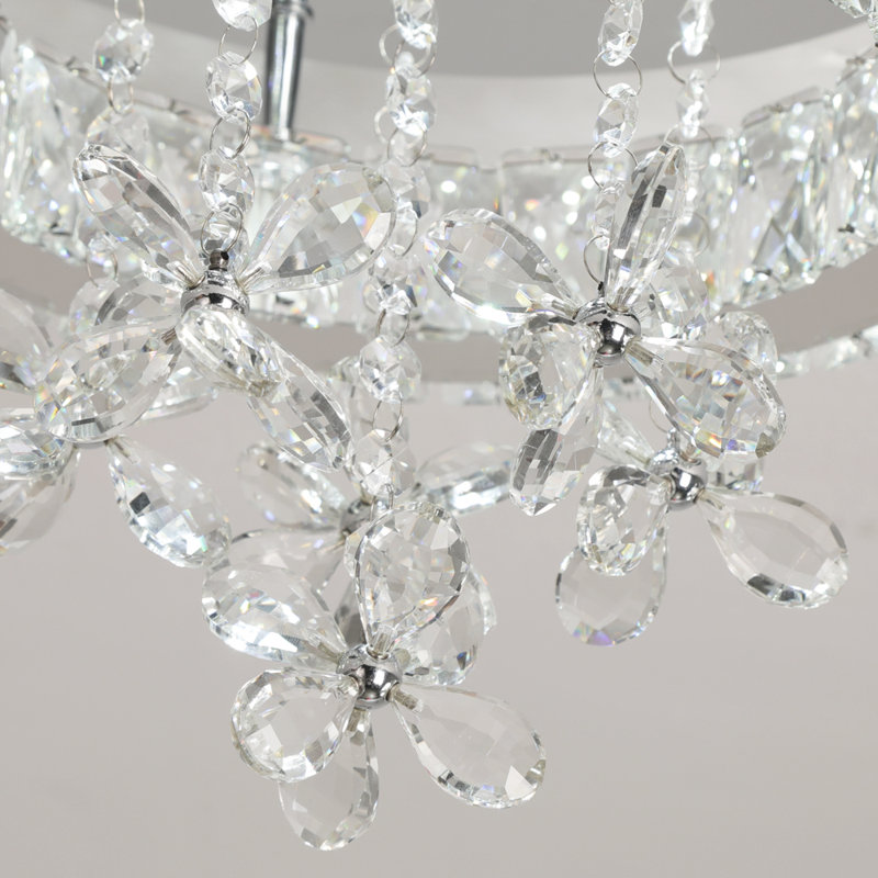 Round Crystal  Chandelier Modern  LED Ceiling Light Flush Mount Close To Ceiling Light For Living Room Bedroom (3 Light Temperatures Can Be Changed)
