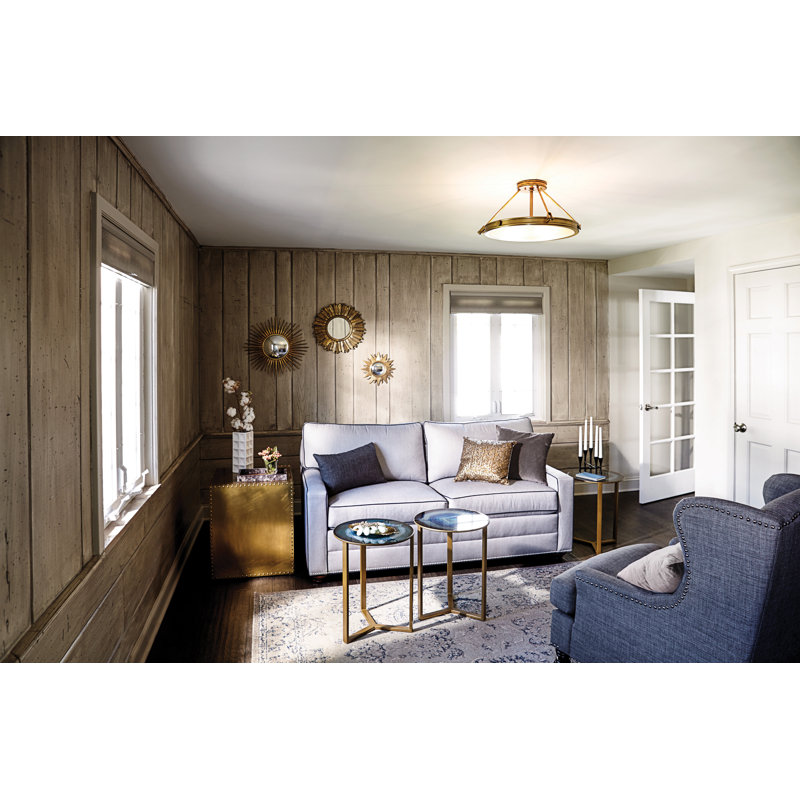 Collier Semi-Flush Mount Ceiling Light - Heritage Brass, Heritage Brass, Incandescent, 11.5"H x 22"W x22"D