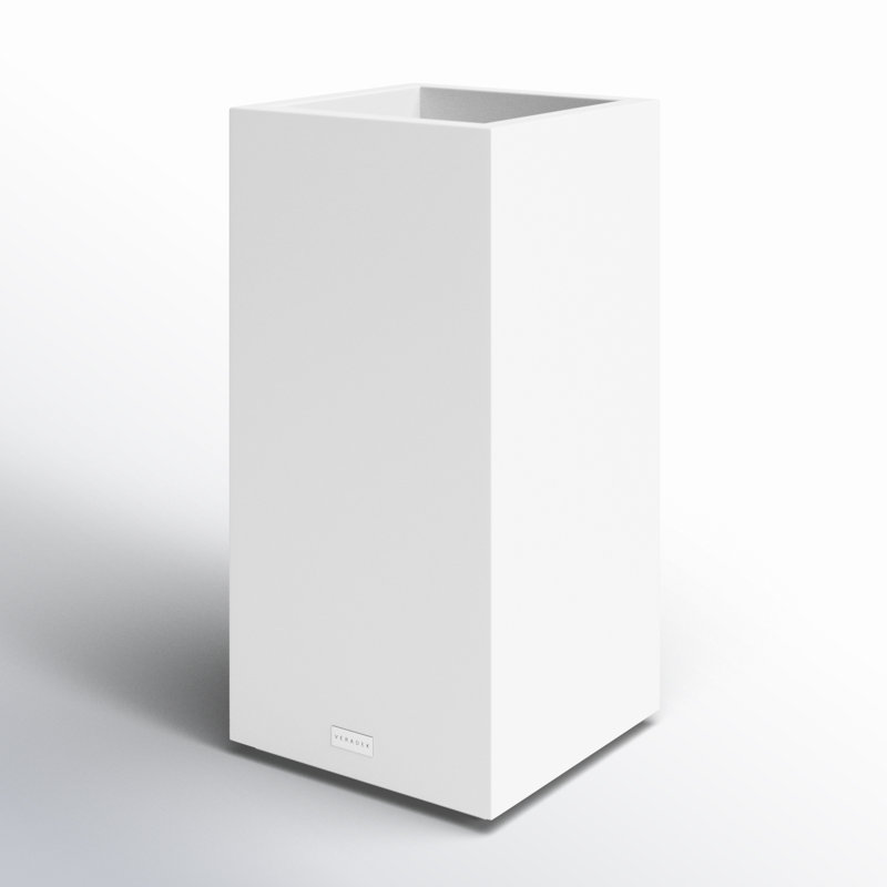 Pot à fleurs à piédestal Block Series, H 31,75 po x l 15,5 po x P 15,5 po, Blanc