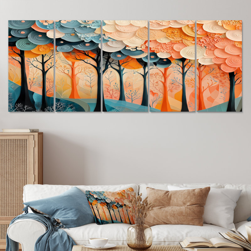 «Forest Trees Dream Fragments Forest I» - Art mural forêt - Décoration murale traditionnelle, H 28 po x l 60 po, 5