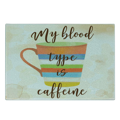 Ambesonne Coffee Tempered Glass Cutting Board Caffeine Words Retro Mug Multicolor