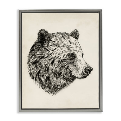 «Rustic Bear», art mural encadré noir sur toile flottante par Victoria Barnes