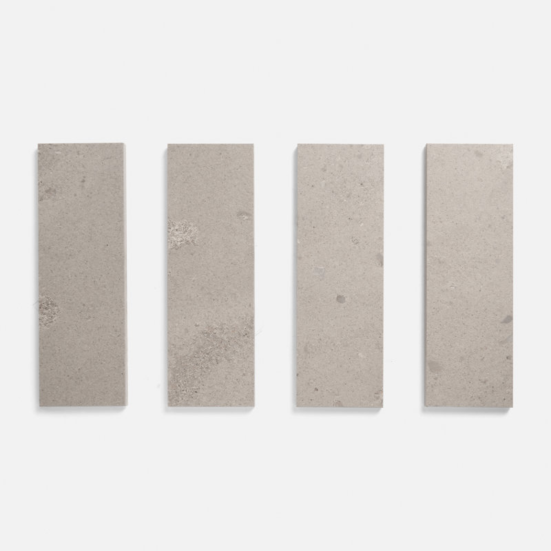 Piccoli Petite 4x12 Matte Terrazzo Look Porcelain Tile, Warm Gray