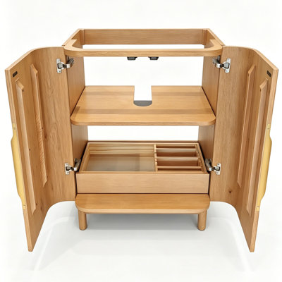 28" Modern Solid Wood Double Door Bathroom Vanity Base, Assembly Needed