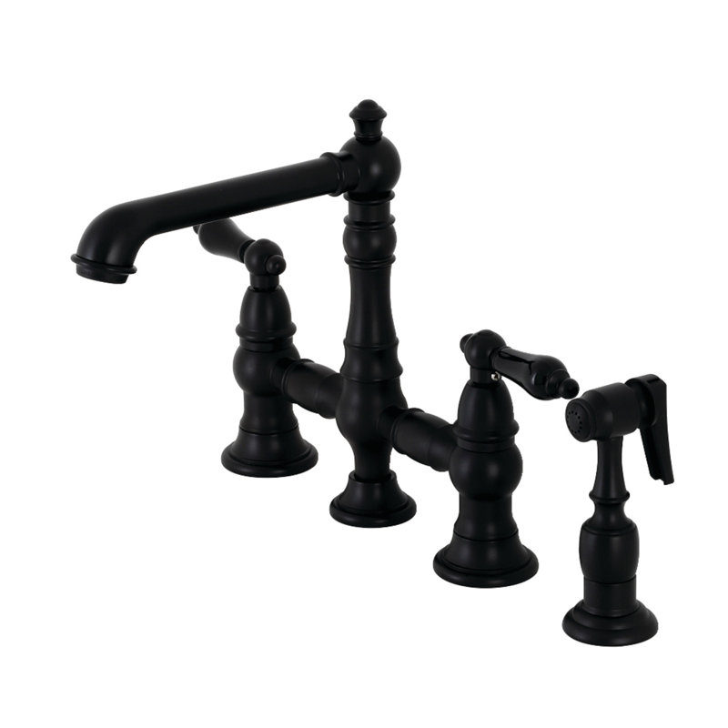 Robinet de pont de cuisine avec jet latéral Duchess, Noir mat