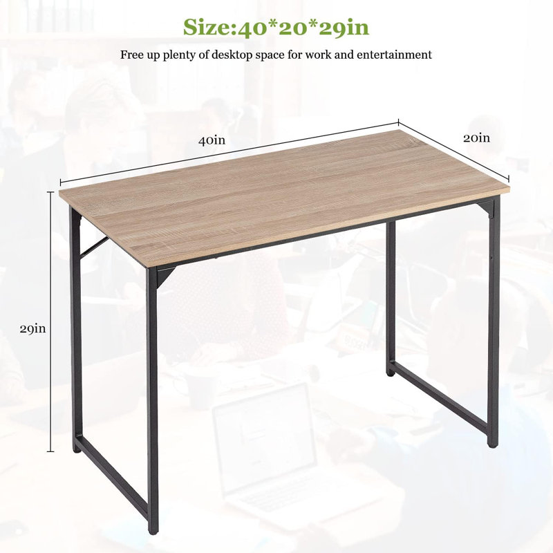 computer desk study desk, Nature/Black, 29" H x 40" W x 20" D