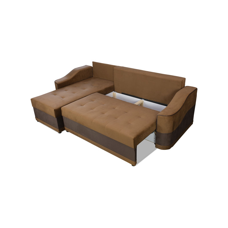 Lanare Upholstered L-Shaped Sectional Reversible, Brown Microfiber/Microsuede