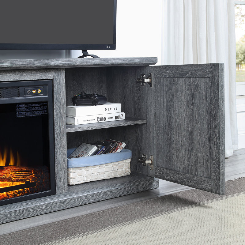 60'' W Wood Grain Gray Electric Fireplace