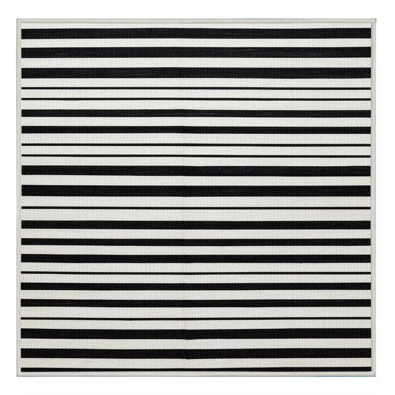  Tapis lavable rayé noir et blanc, Carré 4 pi
