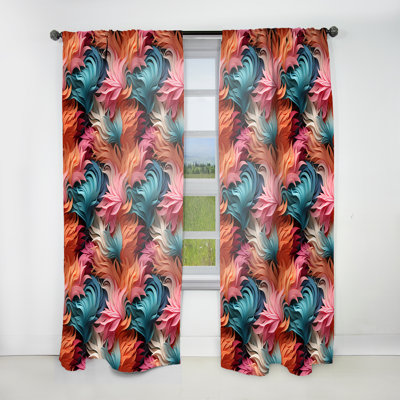 Corail illusion motif tropical III - Rideau floral - Rideau floral obscurcissant - 1 panneau