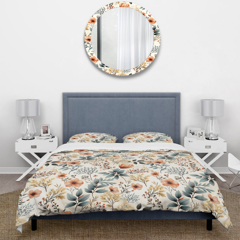 Ensemble de housse de couette Botanical Flowers Rustic Charm I - Botanical, Housse de couette pour très grand lit et 2 très