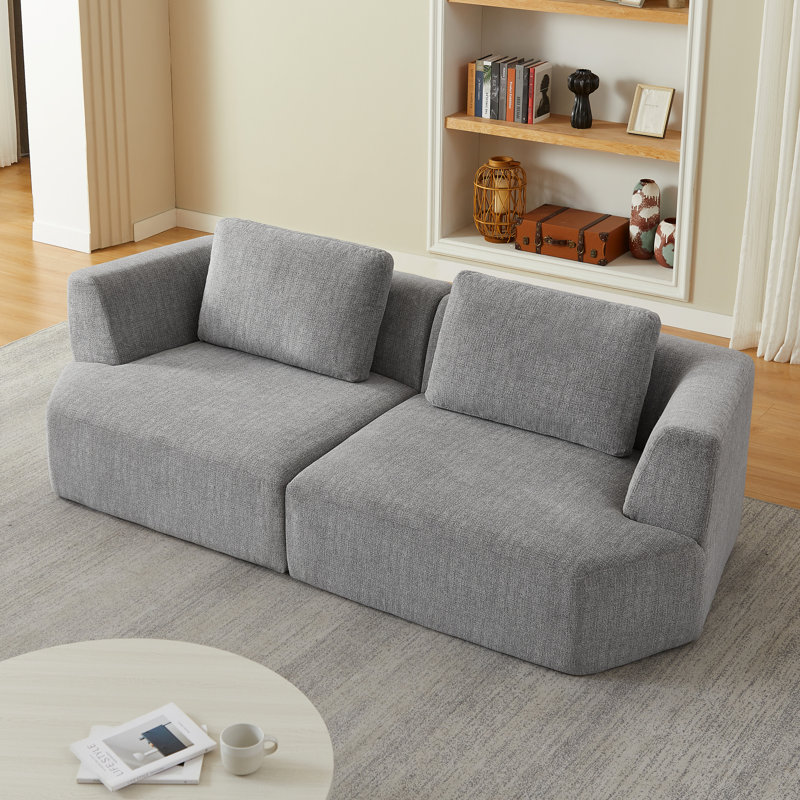 Très grand appartement compressé 3 places en chenille grise, sans assemblage, confortable et doux au toucher, avec fermeture à glissière pour l'entretien, tissu en chenille, salon, avec ressorts ensachés en éponge, confortable