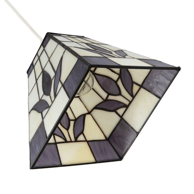 17cm H Glass Square Pendant Shade ( No Direct Attachment Method ), Purple