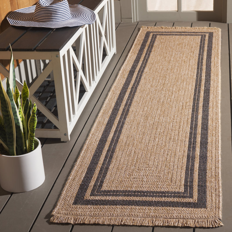 Tapis à bordure Shavanda Retreat Performance, Tapis de couloir 2 pi 2 po x 8 pi