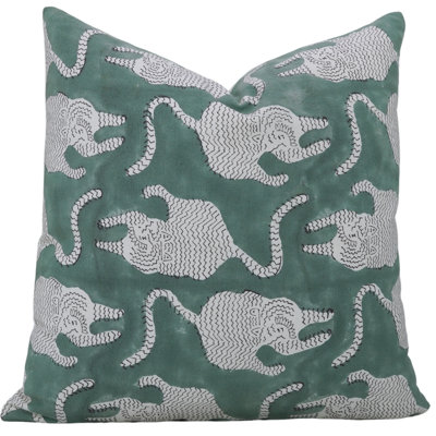 Boho Block Print Cushion Cover 14X14 Rustic Handmade Decorative Throw Pillow for Couch or Chair