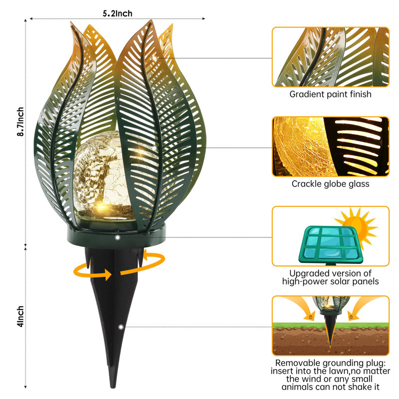 Lumières de jardin solaires décoratives imperméables, Vert jaune