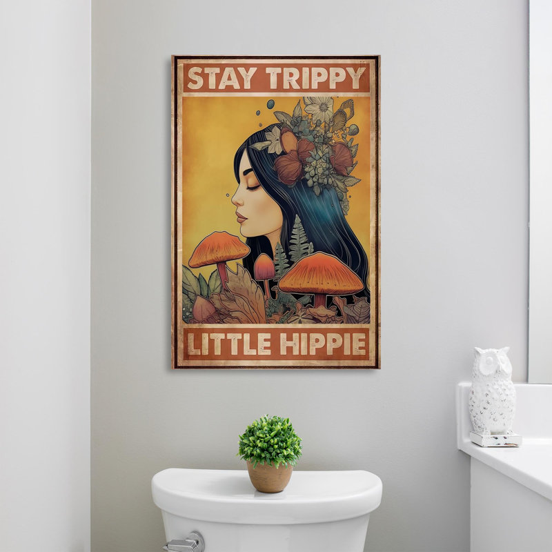 «Stay Trippy Little Hippie Woman», impression sur toile tendue, L 11 po x H 14 po