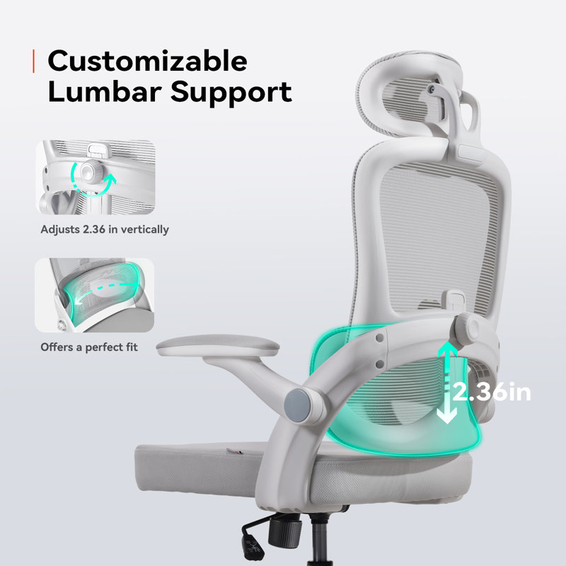 Ergonomic Office Chair, Desk chair with Adjustable Armrest, Headrest and Lumbar Support, White