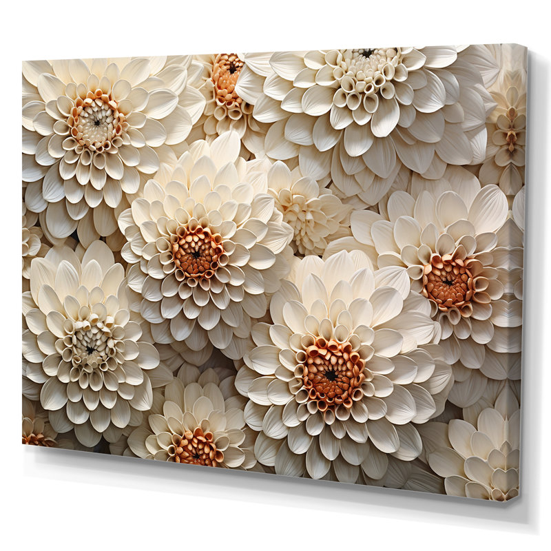 Minimalisme beige Zinnias Collage I sur toile, Toile tendue, H 12 po x l 20 po