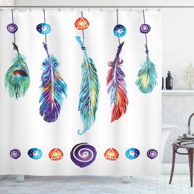 Rideau de douche simple Indian Feather, H 70 po x l 69 po