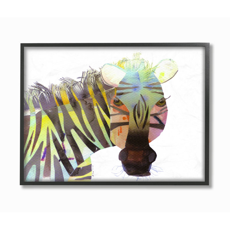 «Dondale Mondale», découpe encadrée zèbre encadrée, H 20 po x l 16 po x 1,5 po, Giclée encadrée noir minuit