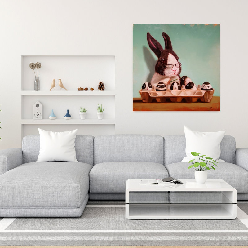 Art contemporain de lapin Going Dutch, H 36 po x l 36 po