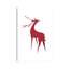 Cerf stylisé rétro en rouge - reproduction d'art encadrée-136195996-136195992-136195995