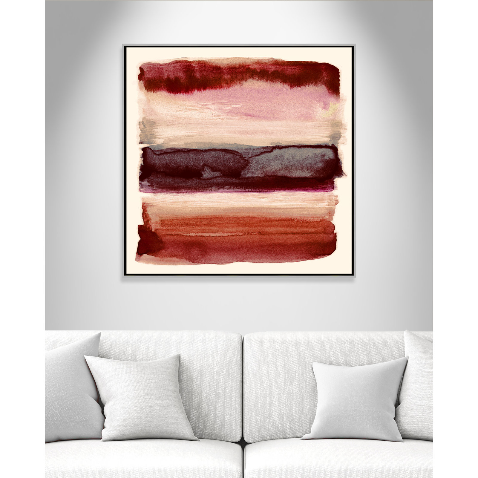 Sky Collection "Burgundy Sky II" Print by Nan, 37.5" H x 37.5" W, Silver