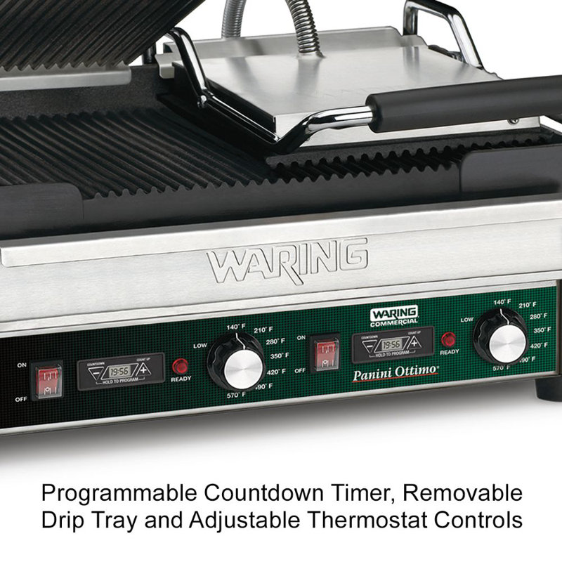 Waring 17'' Electric Grill Sandwich Maker & Panini Press with Lid