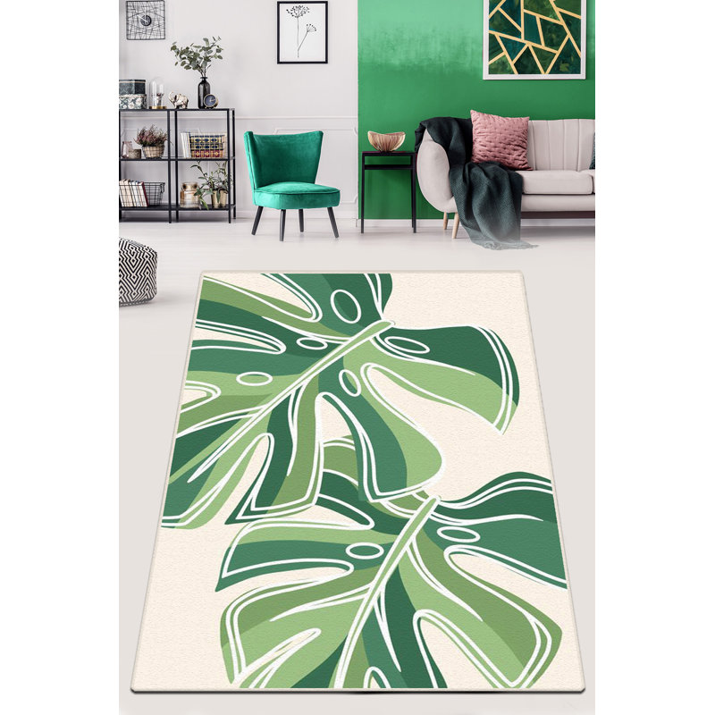 High-Quality Area Rug, 3.3 x 5.2 ft, 100% Polyester, 0.2 in Pile Height | Antibacterial, Non-Slip Felt Dot Underside | Machine Washable at 86°F, Easy Care | Perfect for Living Room, Bedroom, and Hallways