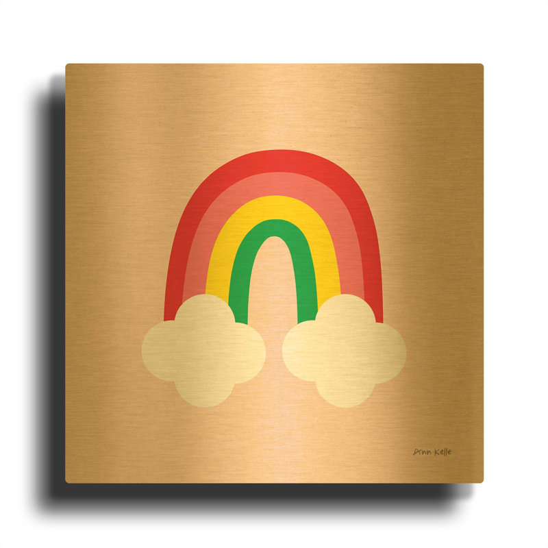 «Bright Rainbow II» par Ann Kelle, art mural en métal doré, 36 po x 36 po, 36 po x 36 po