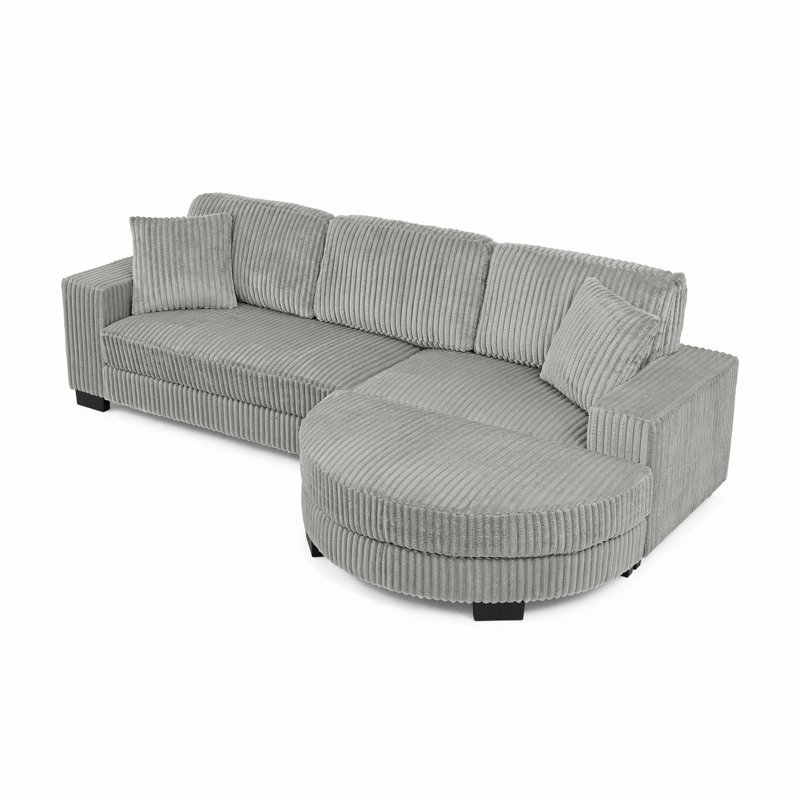 Canapé-lit modulaire rembourré en velours Corduroy, Tissu gris