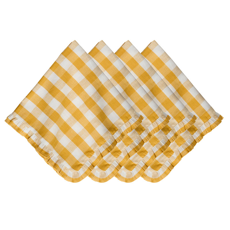 Gingham Ruffle Napkin, Sunshine