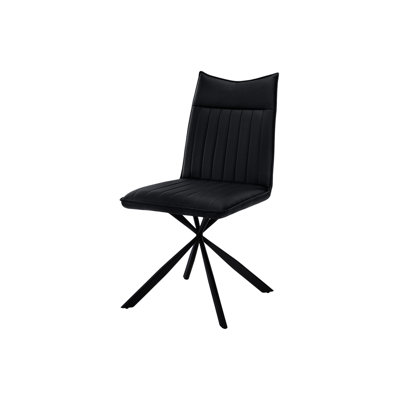 Of 2 Dining Room Chairs, Black Upholstery, Comfortable Padding For Chairs 2, Upholstered Side Modern Contemporary Style With Seat And Metal Legs