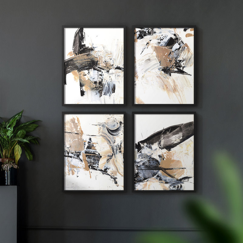 «Stone Brush II», ensemble de 4 reproductions encadrées, H 14 po x l 44 po