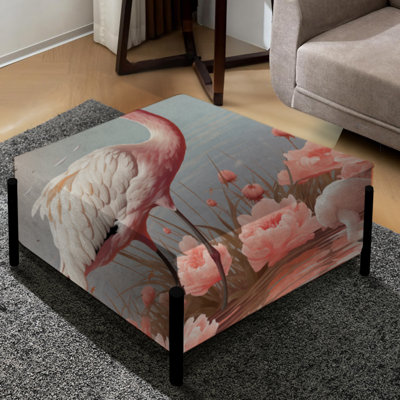 Charme de flamant rose rétro - grand repose-pieds carré imprimé animal