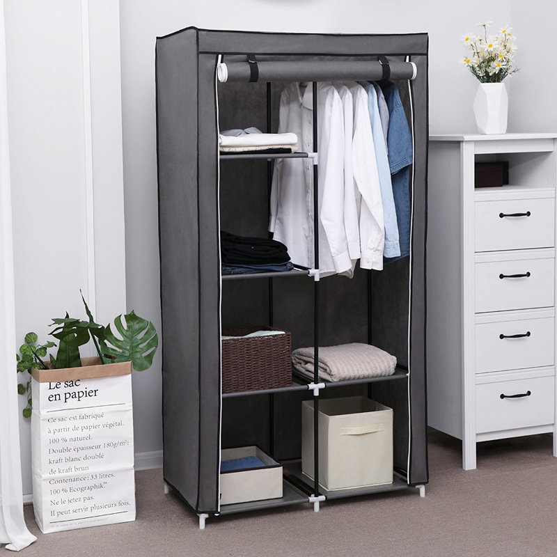 88cm Portable Wardrobe, Grey