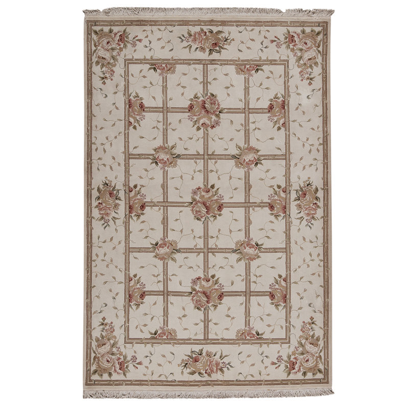 Tapis brun / beige de haute qualité noué à la main