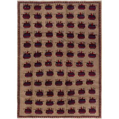 Tapis de bois one-of-kind-noué la 2010 ushak brun clair/brun 6 pi 6 po x 9 pi Hoddesd