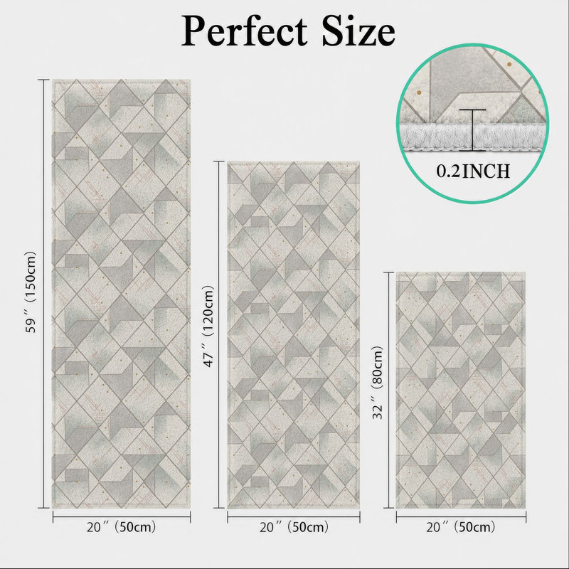 Geometric Triangle Non-Slip Washable Kitchen Mats