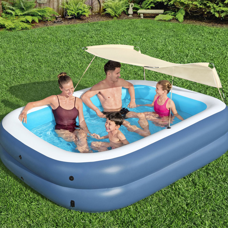 H2OGO! 8 Foot 4 Inch x 70 Inch Summer Bliss Shade Inflatable Family Pool, 2 Pack