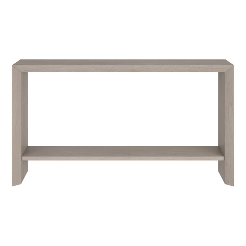 Osman Rectangular Console Table in Antiqued Grey Oak, 30" H x 55" W x 11.63" D, White