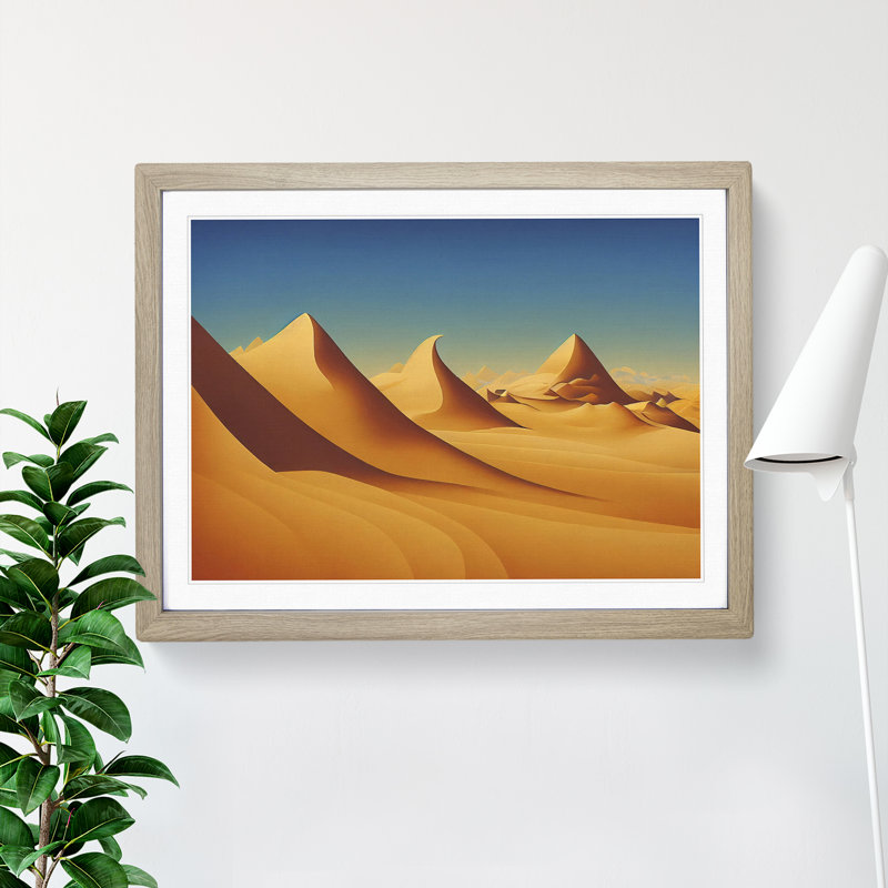 Desert Sand Dunes Vol.2 - Single Picture Frame Print, 25cm H x 34cm W x 2cm D, Oak