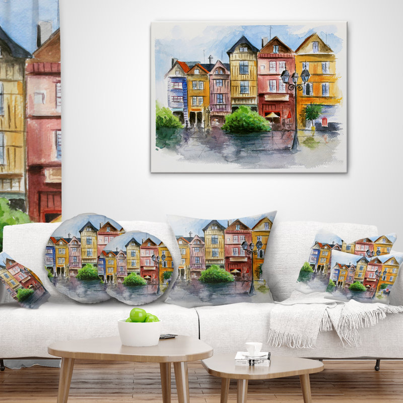 Schafer, paysage de la petite ville, 16 po x 1 po, Coussin décoratif