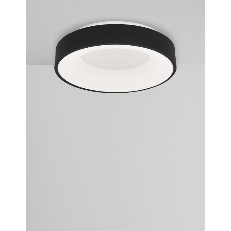 LED Flush Mount, Black, 9cm H x 38cm W x 38cm D, 3000K