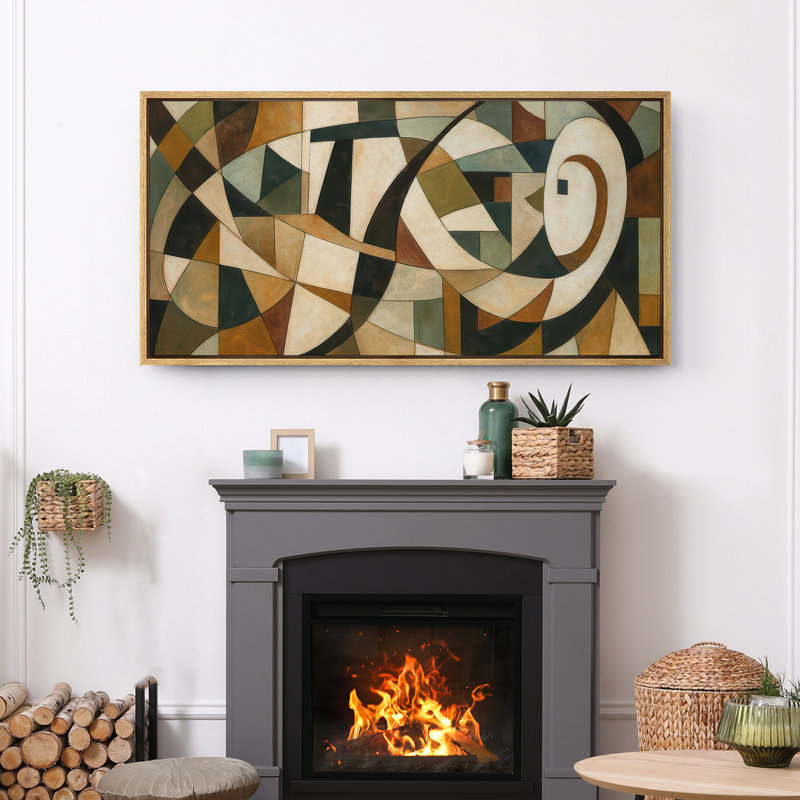 Large Framed Canvas Print Wall Art - Neutral Abstract Print for Modern Home Decor, Natural, 30" H x 60" W