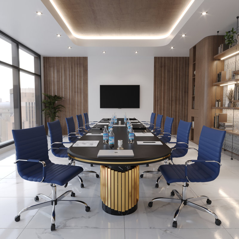 Fauteuil de conférence ergonomique Sorrells, Bleu marine