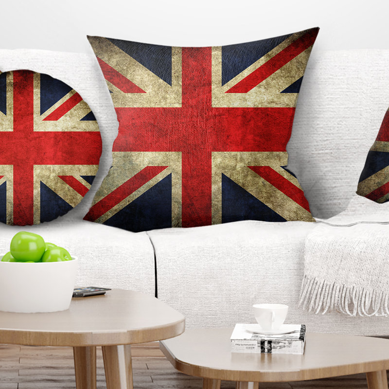 Vintage Union Jack 16'' Square Throw Pillow