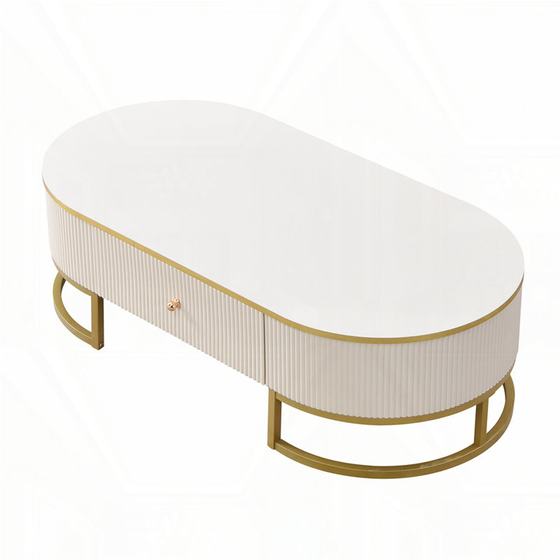 Modern Oval Coffee Table with Drawers